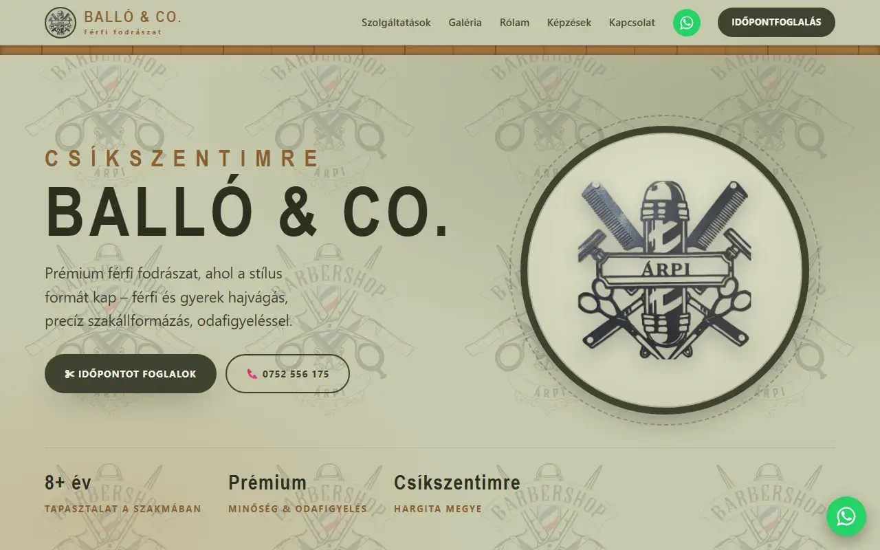Startseite der Website Balló & Co. (Ungarisch)